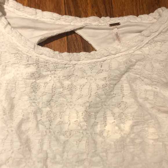Free People Teatime Top Puff Sleeve Open Back Lace Top Size Small - Picture 6 of 10